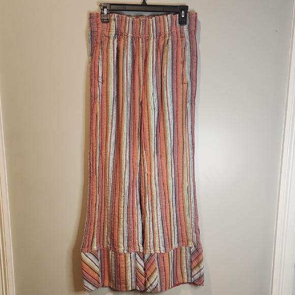 Free People Pants - Free People Textured Striped Wide Leg Pants M/L (Tag Removed)